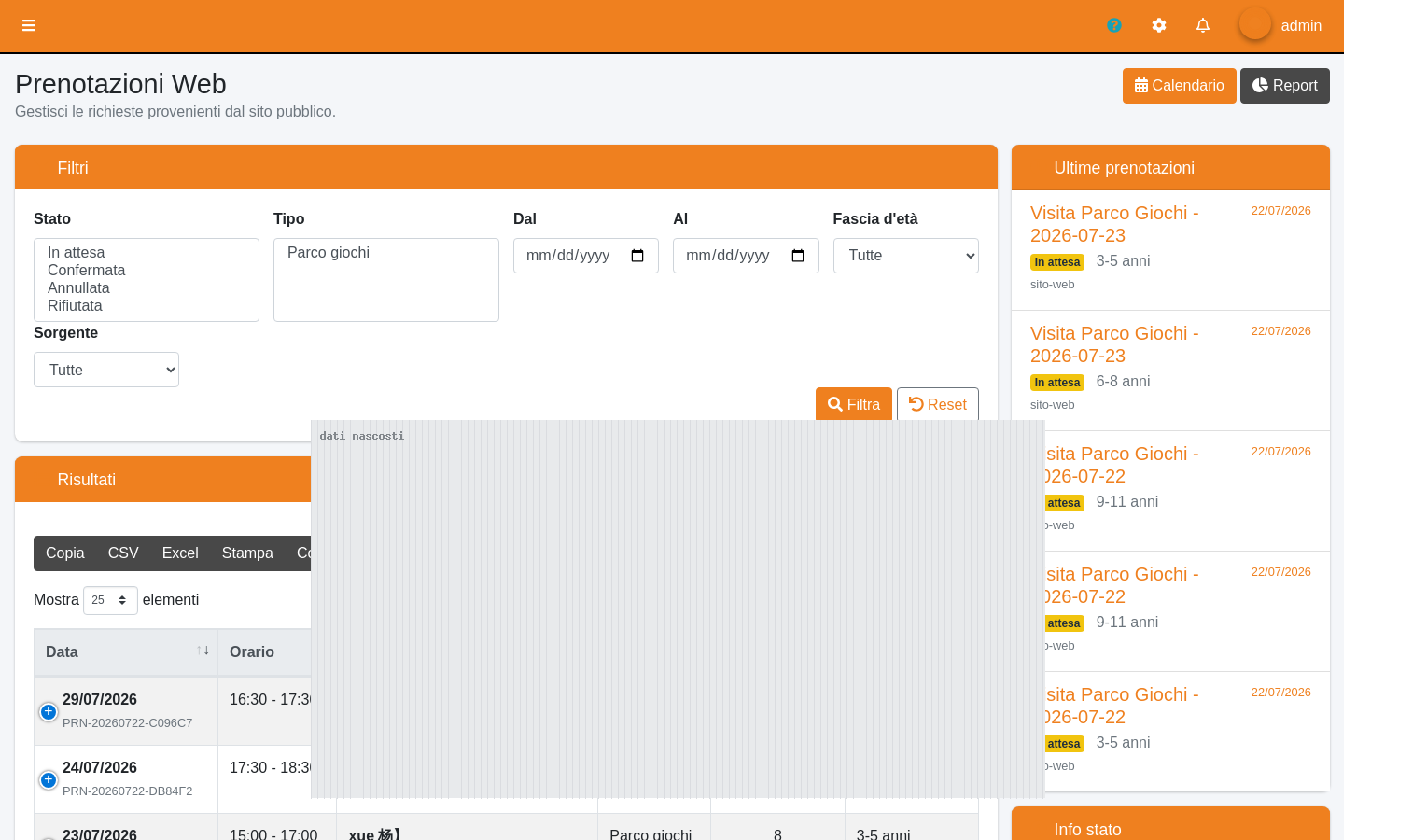 Prenotazioni web JoyZone